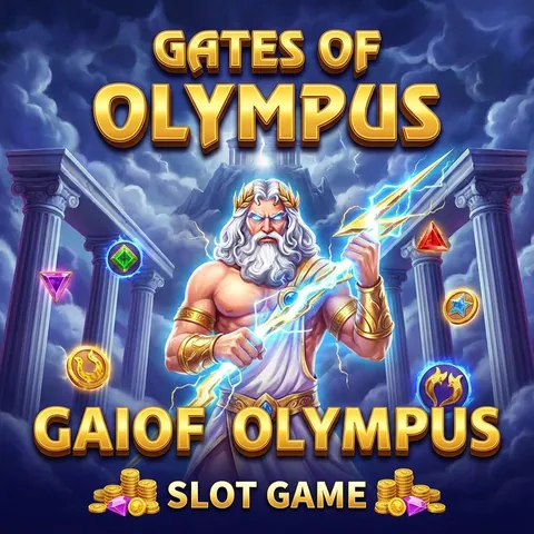 Gates of Olympus slot poster with Zeus, a 96.50% RTP tumbling slot on Betty Casino